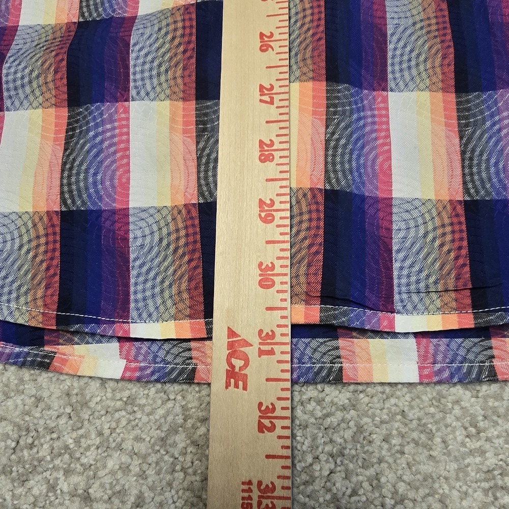 Robert Graham Bright Plaid Hypnotic Swirl Shirt Multicolor Contrast Flip Cuff XL - Picture 8 of 9